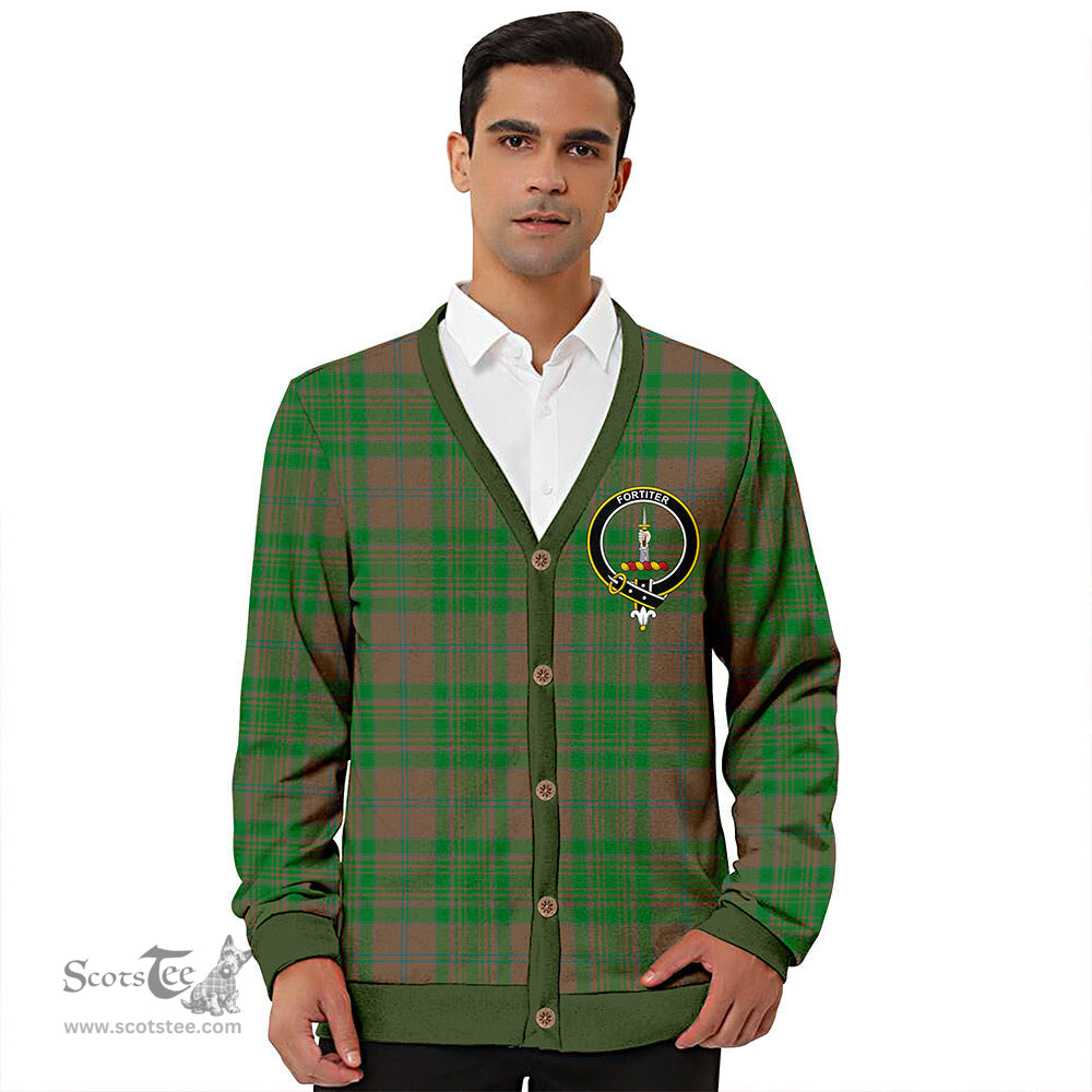 Scottish MacAlister of Glenbarr Hunting (MacAlister of Glenbarr; Hunting) Ancient Clan Crest Tartan V neck Knitted Fleece Cardigans