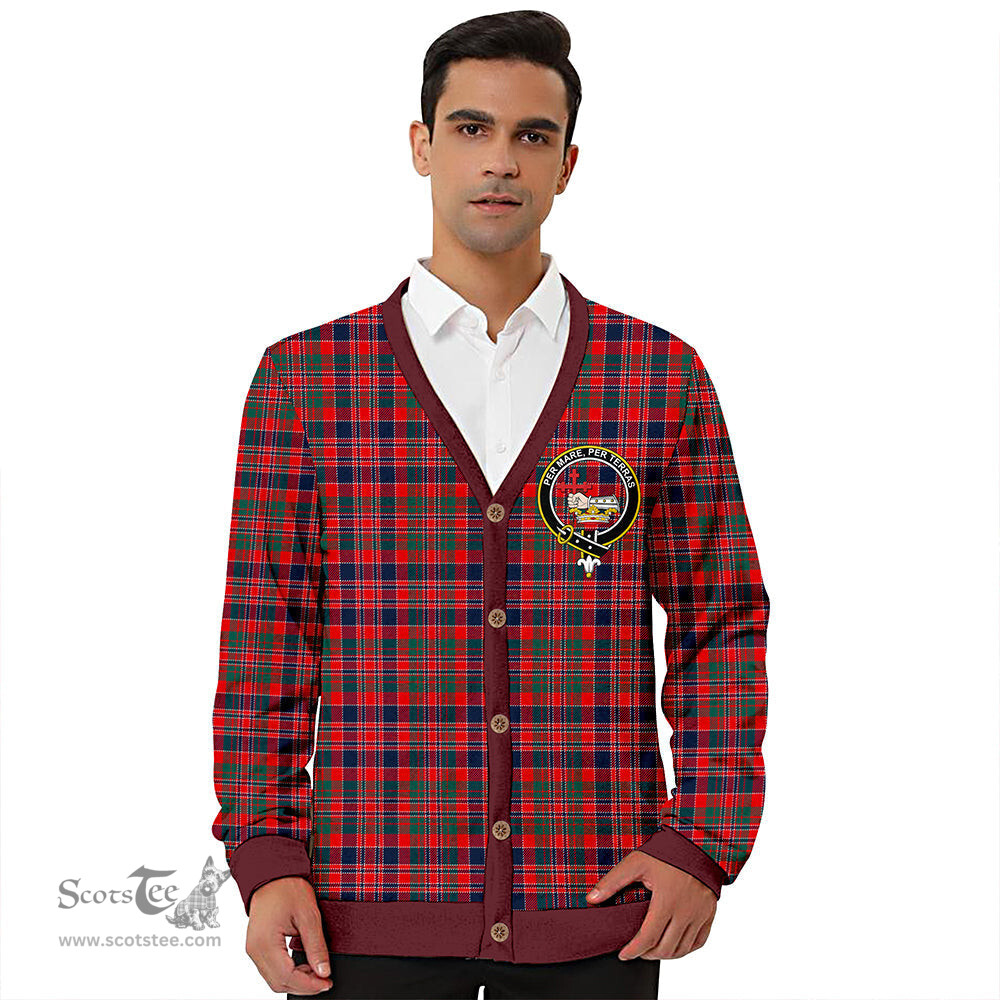 Scottish MacDonald of Boisdale (Donald Boisdale) Modern Clan Crest Tartan V neck Knitted Fleece Cardigans