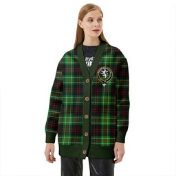 Scottish MacDiarmid Ancient Clan Crest Tartan V neck Knitted Fleece Cardigans