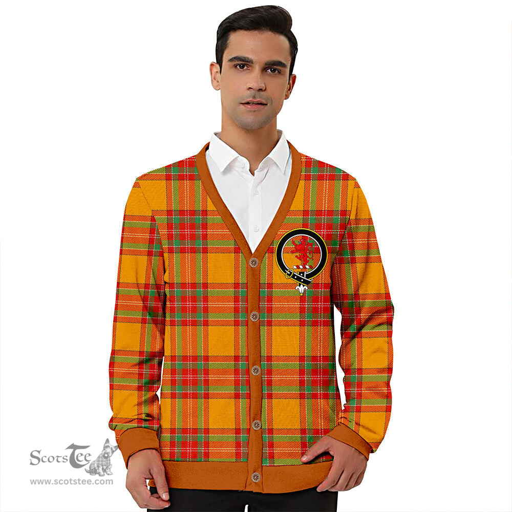 Scottish MacBrair Ancient Clan Crest Tartan V neck Knitted Fleece Cardigans