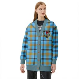 Scottish Laing (Lang) Ancient Clan Crest Tartan V neck Knitted Fleece Cardigans