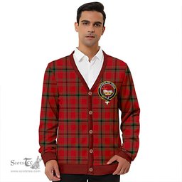Scottish MacDonald of Belfinlay Modern Clan Crest Tartan V neck Knitted Fleece Cardigans
