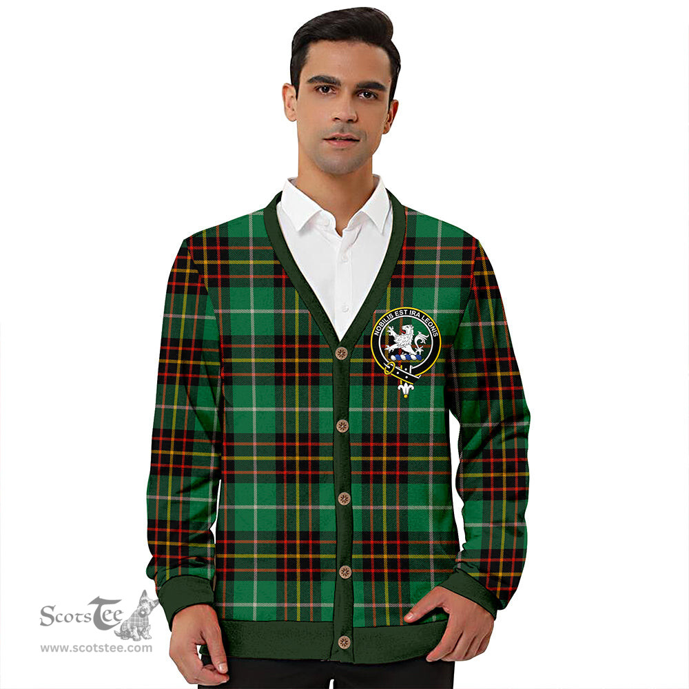 Scottish Inglis Ancient Clan Crest Tartan V neck Knitted Fleece Cardigans
