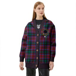 Scottish MacInroy Modern Clan Crest Tartan V neck Knitted Fleece Cardigans