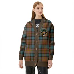 Scottish MacLaren Weathered Clan Crest Tartan V neck Knitted Fleece Cardigans