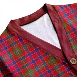 Scottish Lumsden Modern Clan Crest Tartan V neck Knitted Fleece Cardigans