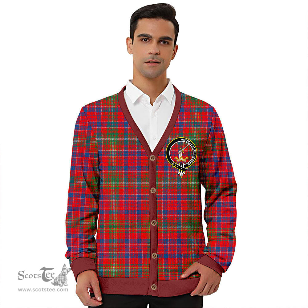 Scottish Lumsden Modern Clan Crest Tartan V neck Knitted Fleece Cardigans