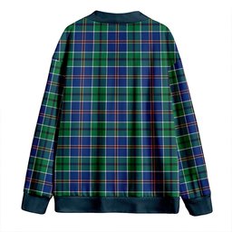 Scottish Leslie of the Hebrides Modern Clan Crest Tartan V neck Knitted Fleece Cardigans
