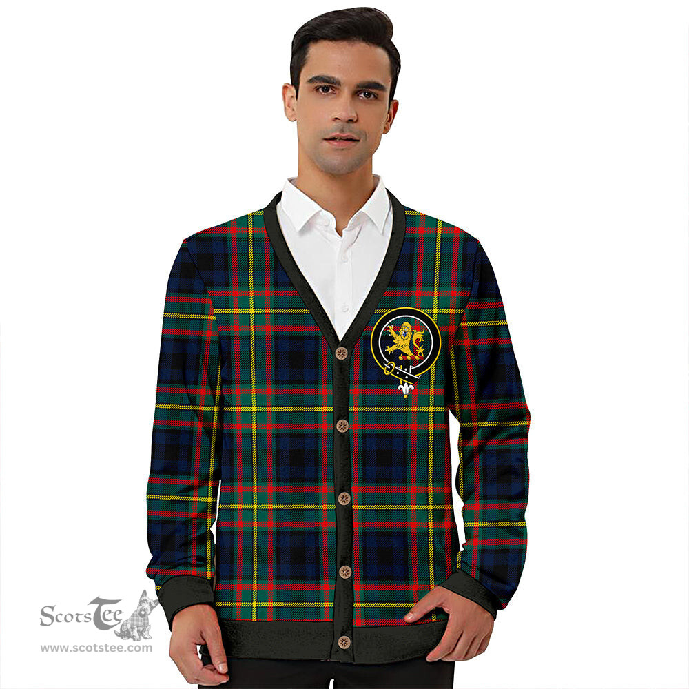 Scottish MacLeish Modern Clan Crest Tartan V neck Knitted Fleece Cardigans