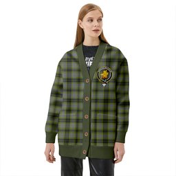 Scottish MacIver Modern Clan Crest Tartan V neck Knitted Fleece Cardigans