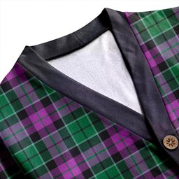 Scottish Lennie Ancient Clan Crest Tartan V neck Knitted Fleece Cardigans