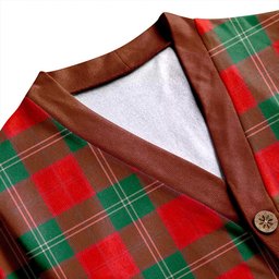 Scottish Lennox Ancient Clan Crest Tartan V neck Knitted Fleece Cardigans