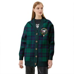Scottish Lockhart Modern Clan Crest Tartan V neck Knitted Fleece Cardigans