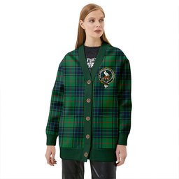 Scottish Lauder Modern Clan Crest Tartan V neck Knitted Fleece Cardigans