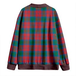 Scottish Lindsay Ancient Clan Crest Tartan V neck Knitted Fleece Cardigans