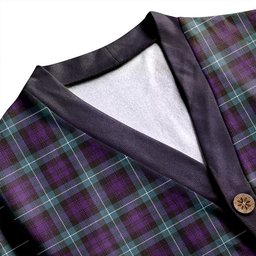 Scottish Lamont Weathered Clan Crest Tartan V neck Knitted Fleece Cardigans