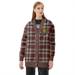 Scottish Little Dress Weathered Clan Crest Tartan V neck Knitted Fleece Cardigans