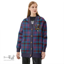 Scottish Huntly Modern Clan Crest Tartan V neck Knitted Fleece Cardigans