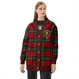 Scottish Kerr Modern Clan Crest Tartan V neck Knitted Fleece Cardigans
