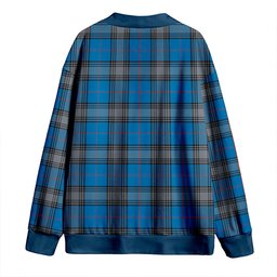 Scottish Kinnaird Ancient Clan Crest Tartan V neck Knitted Fleece Cardigans