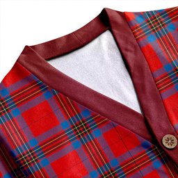 Scottish Leslie Ancient Clan Crest Tartan V neck Knitted Fleece Cardigans
