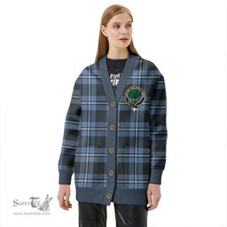 Scottish Irvine Weathered Clan Crest Tartan V neck Knitted Fleece Cardigans