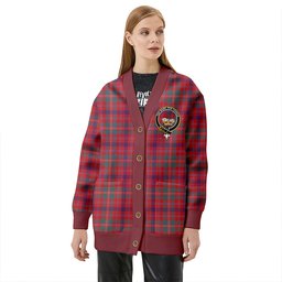 Scottish MacDonald of Glenaladale (Donald of Glenaladale) Weathered Clan Crest Tartan V neck Knitted Fleece Cardigans