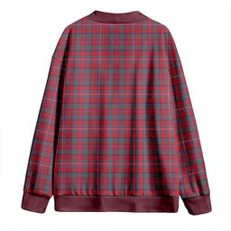 Scottish MacKinnon Weathered Clan Crest Tartan V neck Knitted Fleece Cardigans