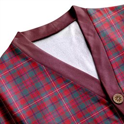 Scottish MacKinnon Weathered Clan Crest Tartan V neck Knitted Fleece Cardigans