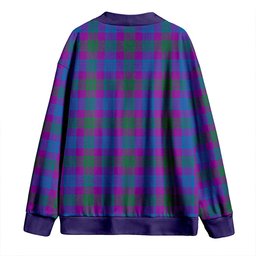 Scottish Lang (Laing) Modern Clan Crest Tartan V neck Knitted Fleece Cardigans