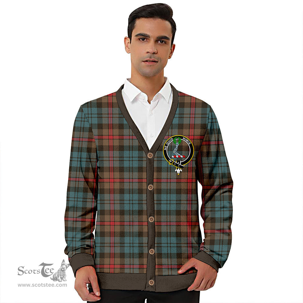 Scottish MacKinlay Weathered Clan Crest Tartan V neck Knitted Fleece Cardigans