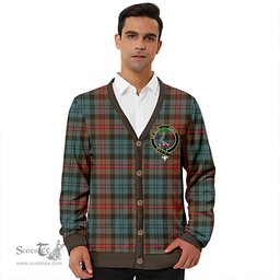 Scottish MacKinlay Weathered Clan Crest Tartan V neck Knitted Fleece Cardigans