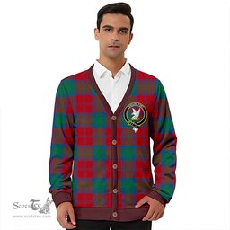 Scottish Lindsay Modern Clan Crest Tartan V neck Knitted Fleece Cardigans