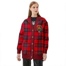 Scottish MacGillivray Modern Clan Crest Tartan V neck Knitted Fleece Cardigans