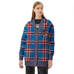 Scottish Laing of Archiestown (Lang of Archiestown) Ancient Clan Crest Tartan V neck Knitted Fleece Cardigans