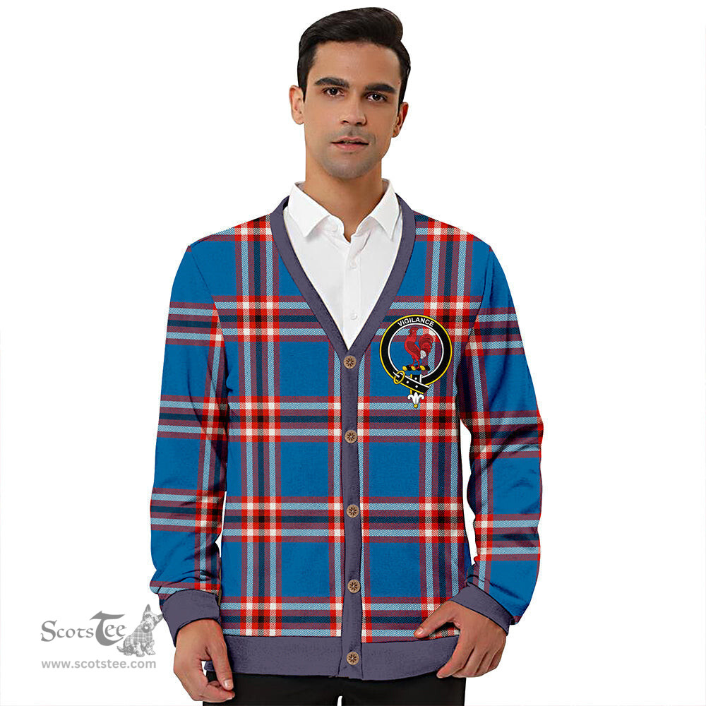 Scottish Laing of Archiestown (Lang of Archiestown) Ancient Clan Crest Tartan V neck Knitted Fleece Cardigans
