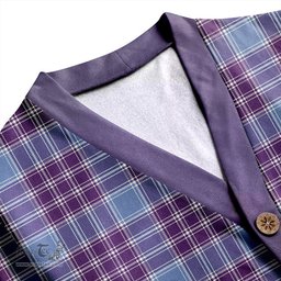 Scottish MacDonald Lord of the Isles Hunting Blue (Donald Lord of the Isles Hunting Blue) Weathered Clan Crest Tartan V neck Knitted Fleece Cardigans