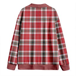 Scottish MacLean of Duart Dress Red Weathered Clan Crest Tartan V neck Knitted Fleece Cardigans