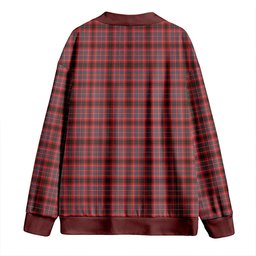 Scottish Innes Red Ancient Clan Crest Tartan V neck Knitted Fleece Cardigans