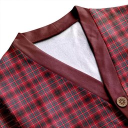 Scottish Innes Red Ancient Clan Crest Tartan V neck Knitted Fleece Cardigans