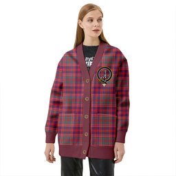 Scottish MacColl (MacCall) Weathered Clan Crest Tartan V neck Knitted Fleece Cardigans