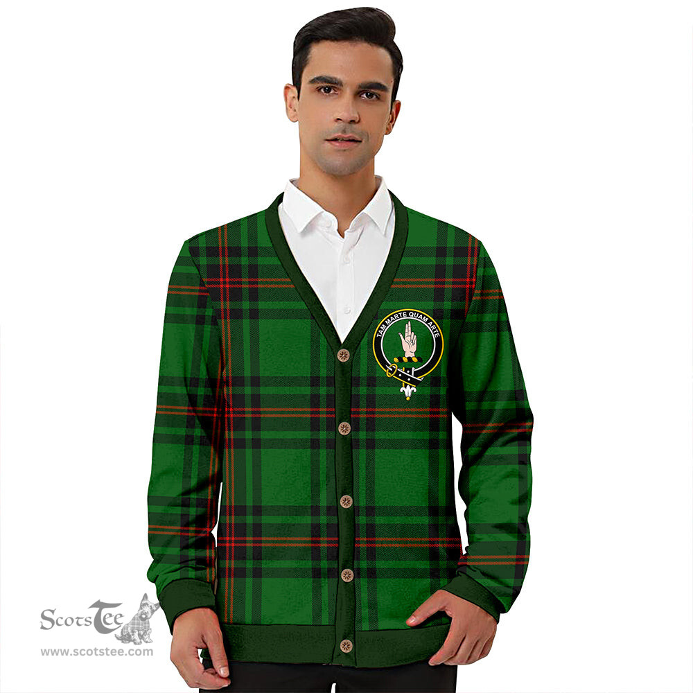 Scottish Logie Clan Crest Tartan V neck Knitted Fleece Cardigans
