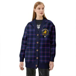 Scottish MacIver of Strome Modern Clan Crest Tartan V neck Knitted Fleece Cardigans