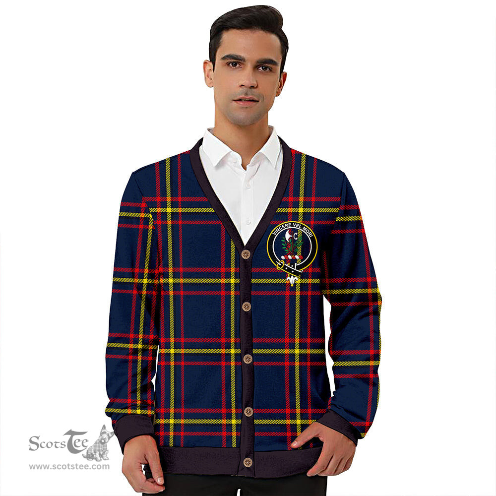 Scottish MacLaine of LochBuie Hunting (MacLaine) Modern Clan Crest Tartan V neck Knitted Fleece Cardigans
