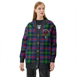 Scottish Logan Modern Clan Crest Tartan V neck Knitted Fleece Cardigans