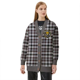 Scottish Little Arisaid Modern Clan Crest Tartan V neck Knitted Fleece Cardigans