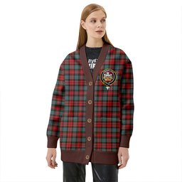 Scottish MacLachlan Weathered Clan Crest Tartan V neck Knitted Fleece Cardigans