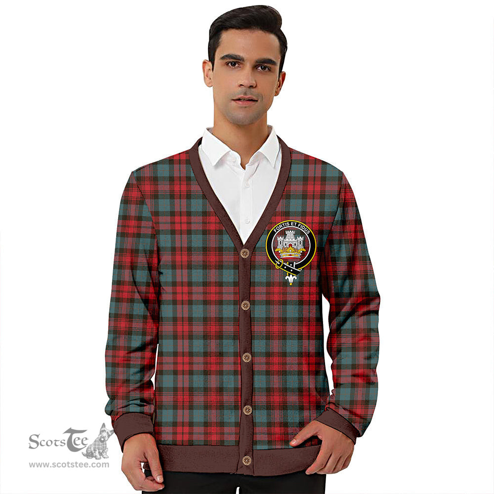 Scottish MacLachlan Weathered Clan Crest Tartan V neck Knitted Fleece Cardigans
