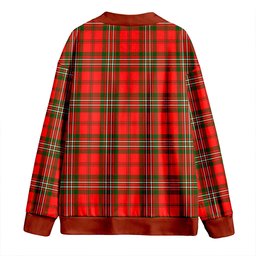 Scottish Langlands Clan Crest Tartan V neck Knitted Fleece Cardigans