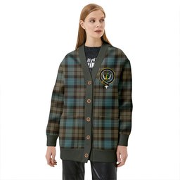 Scottish MacKirdy Weathered Clan Crest Tartan V neck Knitted Fleece Cardigans